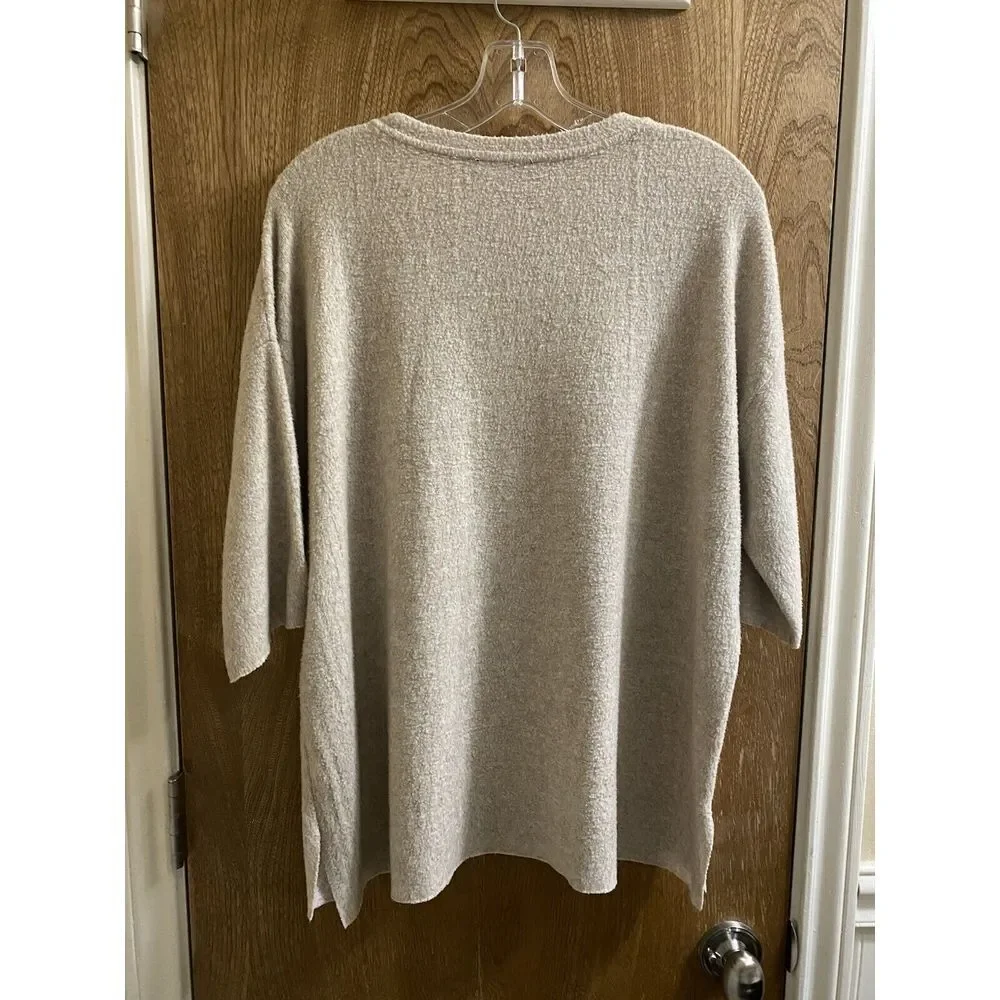 ZARA TRAFALUC HIGH LOW SWEATER SHORT SLEEVE OVERSIZED WOMENS SIZE SMALL BEIGE - Picture 7 of 10